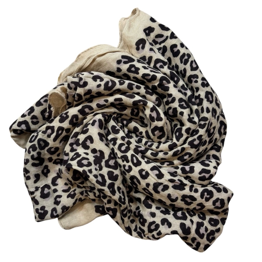 Large Square Stella & Dot Brand Leopard Print Lightweight Scarf